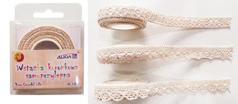 Wstążki bawełniane koronkowe samoprzylepne 1,8m x 1,5cm WK-6662 Wstążki bawełniane koronkowe samoprzylepne 1,8m x 1,5cm WK-6662
