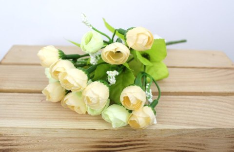 Bukiet 2szt. róża wys. 24 cm 5 łodyg (15 kwiatów 2,5x2 cm) KREMOWA KHNA-111B Bukiet 2szt. róża wys. 24 cm 5 łodyg (15 kwiatów 2,5x2 cm) KREMOWA KHNA-111B