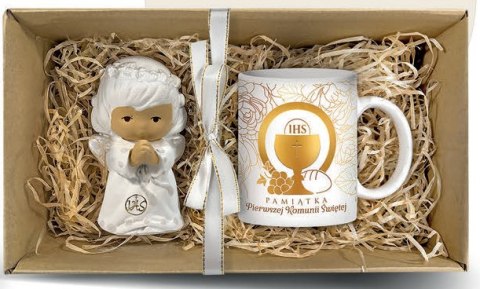 Komplet w pudełku kubek 330ml + aniołek 12cm ZŁOTY KIELICH KOMUNIA ŚW Komplet w pudełku kubek 330ml + aniołek 12cm ZŁOTY KIELICH KOMUNIA ŚW