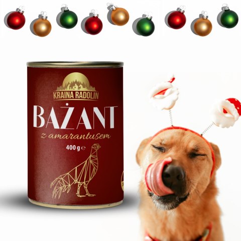 Kraina Radolin Bażant i amarantus 400g 84% mięsa dla psów z alergią i nadwrażliwością pokarmową karma mokra puszka Kraina Radolin Bażant i amarantus 400g 84% mięsa dla psów z alergią i nadwrażliwością pokarmową karma mokra puszka