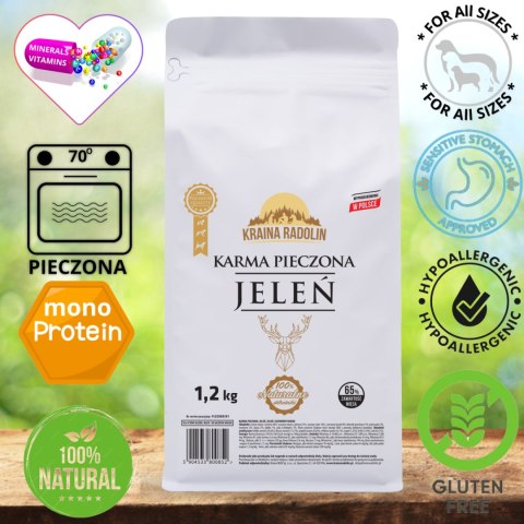 Kraina Radolin Jeleń 1,2 kg 60% mięsa pieczonego dziczyzna dla psów z alergia i nadwrażliwością Kraina Radolin Jeleń 1,2 kg 60% mięsa pieczonego dziczyzna dla psów z alergia i nadwrażliwością