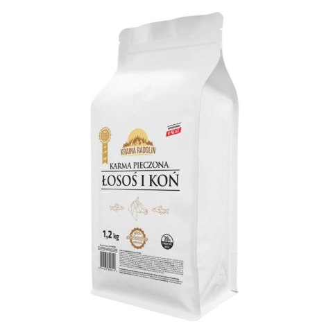 Kraina Radolin Koń i Łosoś 1,2kg dla psów z alergią i nadwrażliwością pokarmową 39% mięsa pieczonego karma sucha Kraina Radolin Koń i Łosoś 1,2kg dla psów z alergią i nadwrażliwością pokarmową 39% mięsa pieczonego karma sucha