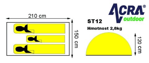 Namiot turystyczny dla 2 osób ST12 ACRA Namiot turystyczny dla 2 osób ST12 ACRA