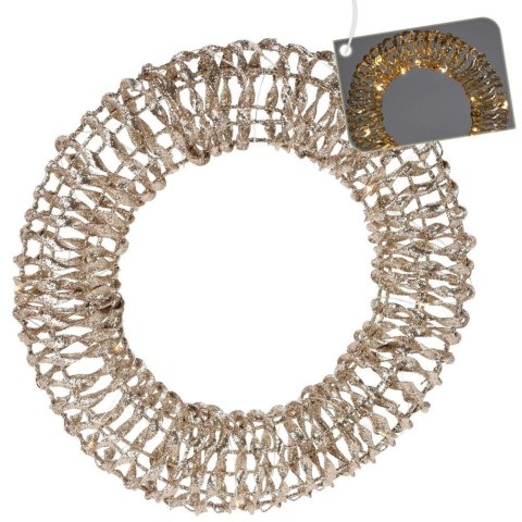 Stroik świąteczny świecący złoty 20 LED 30 cm Stroik świąteczny świecący złoty 20 LED 30 cm