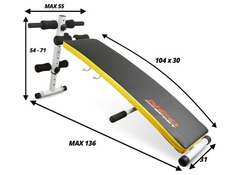 Ławeczka skośna do ćwiczeń z ekspanderami i hantlami Neo-Sport NS-07 Ławeczka skośna do ćwiczeń z ekspanderami i hantlami Neo-Sport NS-07