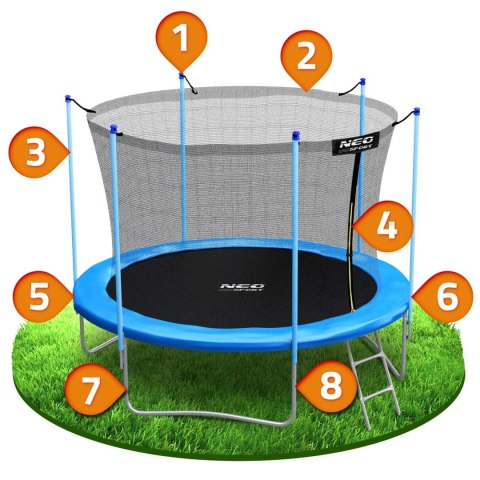 Trampolina ogrodowa 10ft/312cm z siatką wewnętrzną i drabinką Trampolina ogrodowa 10ft/312cm z siatką wewnętrzną i drabinką