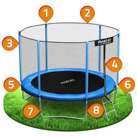 Trampolina ogrodowa 10ft/312cm z siatką zewnętrzną i drabinką Trampolina ogrodowa 10ft/312cm z siatką zewnętrzną i drabinką
