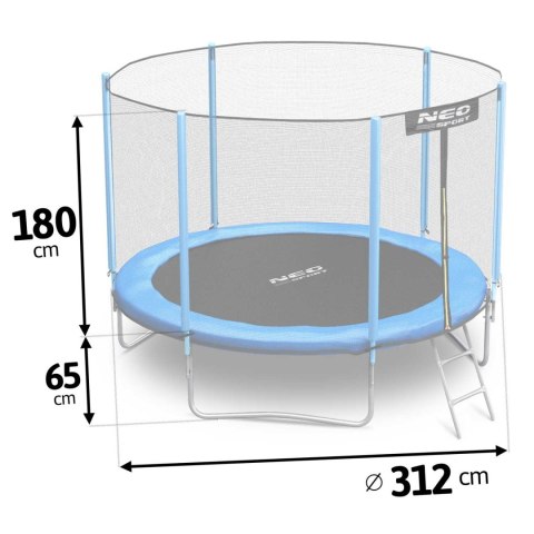 Trampolina ogrodowa 10ft/312cm z siatką zewnętrzną i drabinką Trampolina ogrodowa 10ft/312cm z siatką zewnętrzną i drabinką