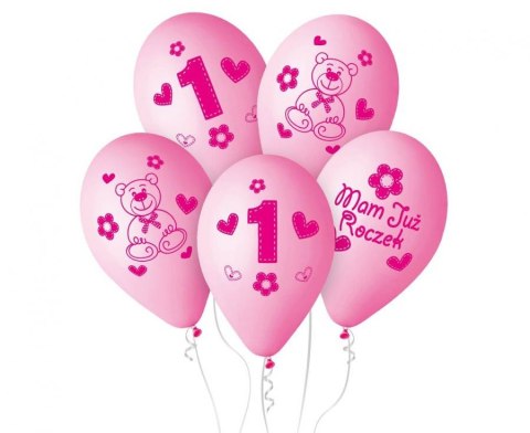 Balony Premium "Moje 1 urodziny różowe 30 cm / 5 szt. GB-MU1G Balony Premium "Moje 1 urodziny różowe 30 cm / 5 szt. GB-MU1G