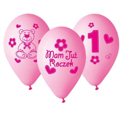 Balony Premium "Moje 1 urodziny różowe 30 cm / 5 szt. GB-MU1G Balony Premium "Moje 1 urodziny różowe 30 cm / 5 szt. GB-MU1G
