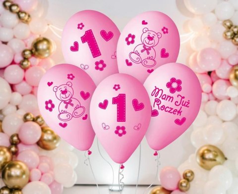 Balony Premium "Moje 1 urodziny różowe 30 cm / 5 szt. GB-MU1G Balony Premium "Moje 1 urodziny różowe 30 cm / 5 szt. GB-MU1G