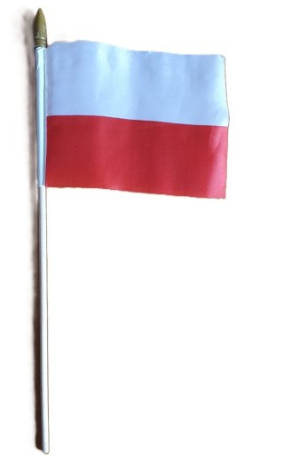 Chorągiewka / flaga biało-czerwona Polska 10 szt. 23 x 16 cm patyk 32cm