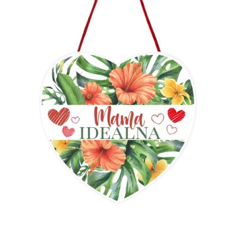 Drewniana tabliczka owal wzbogacona lakierem UV z napisem "Mama Idealna" 15 x 15cm Drewniana tabliczka owal wzbogacona lakierem UV z napisem "Mama Idealna" 15 x 15cm