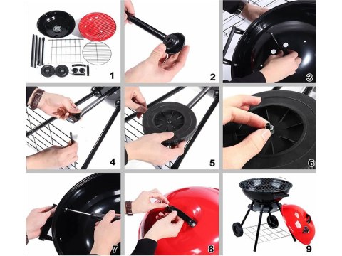 Grill węglowy brykietowy ogrodowy kółka pokrywa okrągły zamykany przenośny Grill węglowy brykietowy ogrodowy kółka pokrywa okrągły zamykany przenośny
