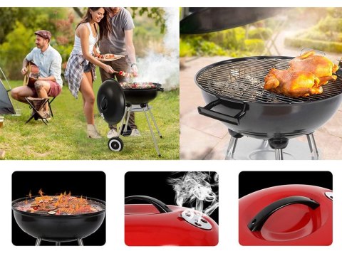 Grill węglowy brykietowy ogrodowy kółka pokrywa okrągły zamykany przenośny Grill węglowy brykietowy ogrodowy kółka pokrywa okrągły zamykany przenośny
