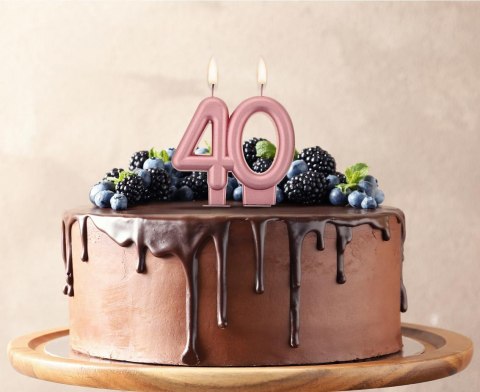 Świeczka liczba 40 urodziny metalik różowo-złota 8cm PF-SCRZ40 Świeczka liczba 40 urodziny metalik różowo-złota 8cm PF-SCRZ40