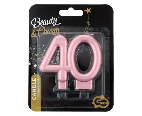Świeczka liczba 40 urodziny metalik różowo-złota 8cm PF-SCRZ40 Świeczka liczba 40 urodziny metalik różowo-złota 8cm PF-SCRZ40