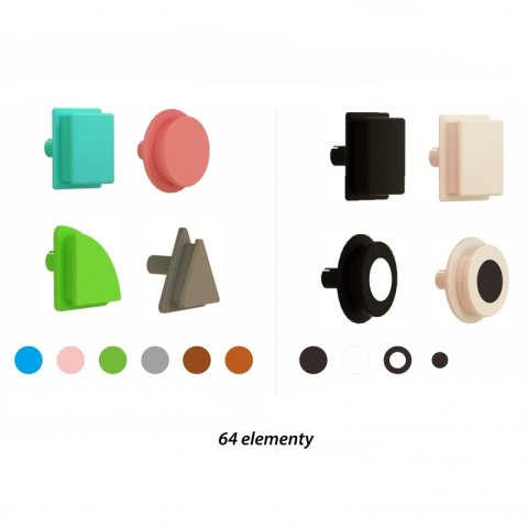 MASTERKIDZ Zestaw Kołeczki w kształcie figur geometrycznych 64szt do tablic STEM MASTERKIDZ Zestaw Kołeczki w kształcie figur geometrycznych 64szt do tablic STEM