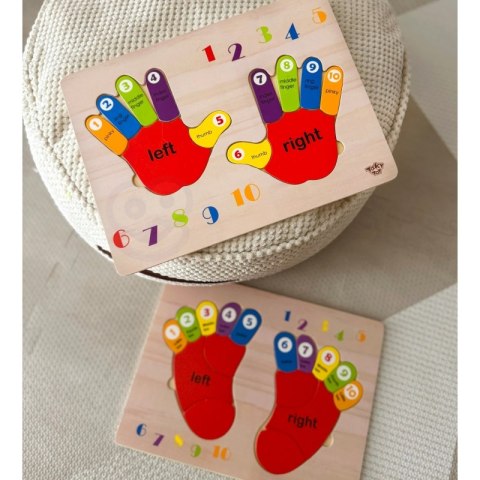 TOOKY TOY Edukacyjna Drewniana Układanka Dłonie i Stopy Nauka Liczenia i Kolorów TOOKY TOY Edukacyjna Drewniana Układanka Dłonie i Stopy Nauka Liczenia i Kolorów