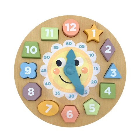 TOOKY TOY Zegar Drewniana Zabawka Edukacyjna Nauka Czasu Kształtów TOOKY TOY Zegar Drewniana Zabawka Edukacyjna Nauka Czasu Kształtów