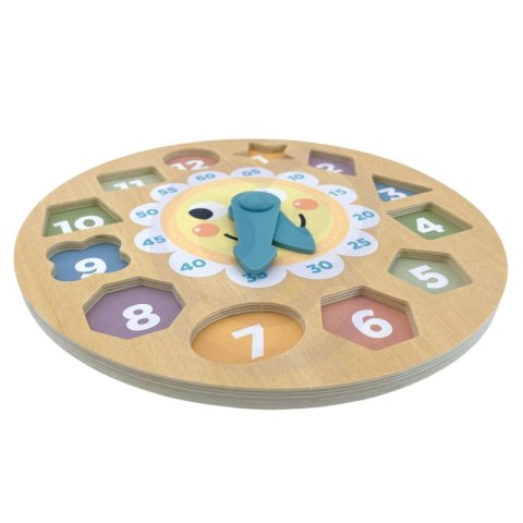 TOOKY TOY Zegar Drewniana Zabawka Edukacyjna Nauka Czasu Kształtów TOOKY TOY Zegar Drewniana Zabawka Edukacyjna Nauka Czasu Kształtów