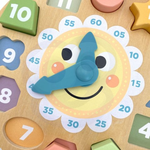 TOOKY TOY Zegar Drewniana Zabawka Edukacyjna Nauka Czasu Kształtów TOOKY TOY Zegar Drewniana Zabawka Edukacyjna Nauka Czasu Kształtów