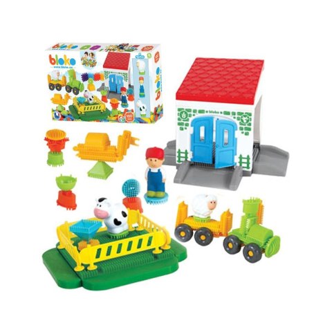 MOCHTOYS Klocki Jeżyki Pin Bricks FARMA w Kartonie 100 el. + 3 Figurki MOCHTOYS Klocki Jeżyki Pin Bricks FARMA w Kartonie 100 el. + 3 Figurki
