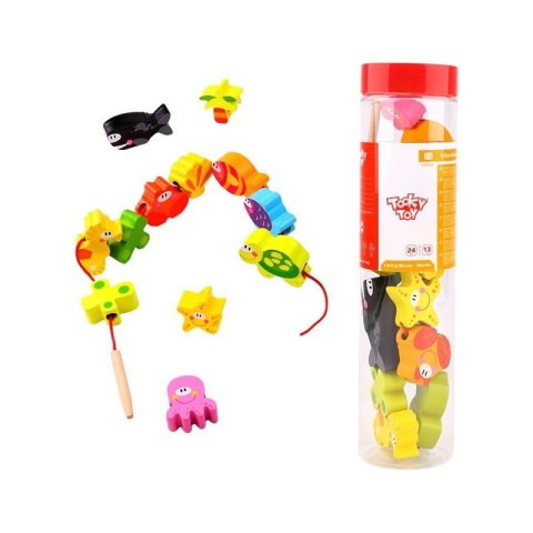 TOOKY TOY Drewniane Koraliki Klocki do Nawlekania Morskie Zwierzęta 13 el. TOOKY TOY Drewniane Koraliki Klocki do Nawlekania Morskie Zwierzęta 13 el.