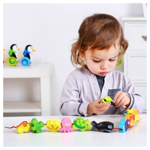 TOOKY TOY Drewniane Koraliki Klocki do Nawlekania Morskie Zwierzęta 13 el. TOOKY TOY Drewniane Koraliki Klocki do Nawlekania Morskie Zwierzęta 13 el.