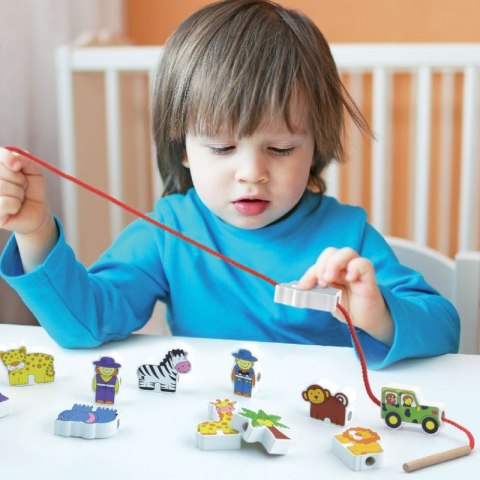 VIGA Drewniana Przeplatanka Klocki Farma do Nawlekania Montessori VIGA Drewniana Przeplatanka Klocki Farma do Nawlekania Montessori