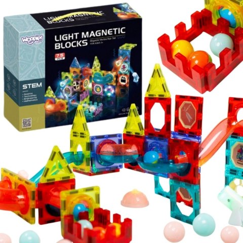 WOOPIE Klocki Magnetyczne Tor Kulkowy Świetlny 75 el. WOOPIE Klocki Magnetyczne Tor Kulkowy Świetlny 75 el.