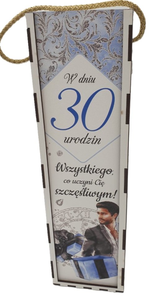 Skrzynka pudełko 33,5 x 9,5cm na butelkę alkoholu 30 Urodziny ELEGANT PAN 3311-EPN30 Skrzynka pudełko 33,5 x 9,5cm na butelkę alkoholu 30 Urodziny ELEGANT PAN 3311-EPN30