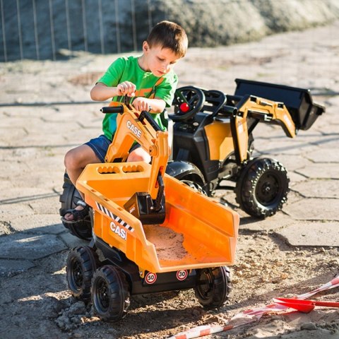 FALK Traktor Case IH Backhoe Pomarańczowy z Przyczepką Ruchoma Łyżka od 3 Lat FALK Traktor Case IH Backhoe Pomarańczowy z Przyczepką Ruchoma Łyżka od 3 Lat