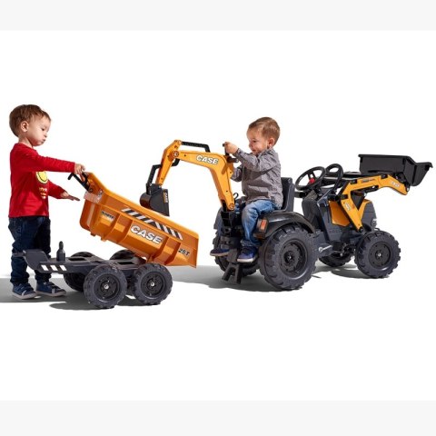 FALK Traktor Case IH Backhoe Pomarańczowy z Przyczepką Ruchoma Łyżka od 3 Lat FALK Traktor Case IH Backhoe Pomarańczowy z Przyczepką Ruchoma Łyżka od 3 Lat