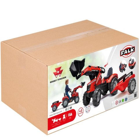 FALK Traktor Massey Ferguson Czerwony na Pedały z Przyczepką od 3 Lat FALK Traktor Massey Ferguson Czerwony na Pedały z Przyczepką od 3 Lat