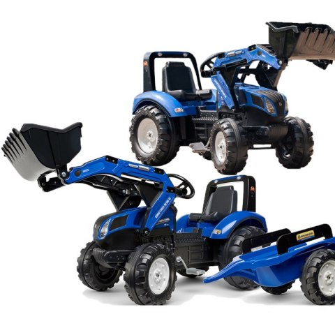 FALK Traktor New Holland Niebieski na Pedały z Przyczepką od 3 Lat FALK Traktor New Holland Niebieski na Pedały z Przyczepką od 3 Lat