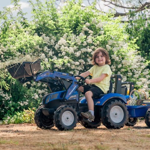 FALK Traktor New Holland Niebieski na Pedały z Przyczepką od 3 Lat FALK Traktor New Holland Niebieski na Pedały z Przyczepką od 3 Lat