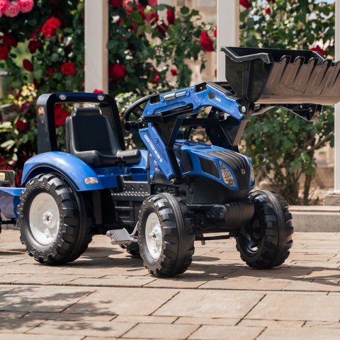 FALK Traktor New Holland Niebieski na Pedały z Przyczepką od 3 Lat FALK Traktor New Holland Niebieski na Pedały z Przyczepką od 3 Lat
