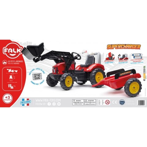 FALK Traktor Red Supercharger na Pedały z Przyczepą od 3 Lat FALK Traktor Red Supercharger na Pedały z Przyczepą od 3 Lat
