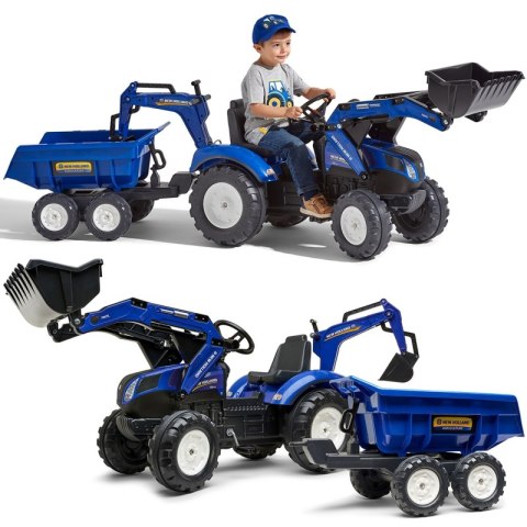 FALK Traktorek New Holland na Pedały Niebieski z Przyczepką od 3 Lat FALK Traktorek New Holland na Pedały Niebieski z Przyczepką od 3 Lat