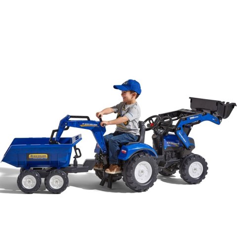FALK Traktorek New Holland na Pedały Niebieski z Przyczepką od 3 Lat FALK Traktorek New Holland na Pedały Niebieski z Przyczepką od 3 Lat