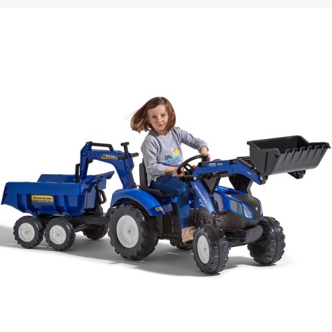 FALK Traktorek New Holland na Pedały Niebieski z Przyczepką od 3 Lat FALK Traktorek New Holland na Pedały Niebieski z Przyczepką od 3 Lat