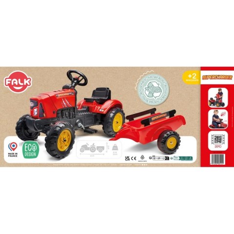 FALK Traktorek Red Supercharger Czerwony Otwierana Maska Od 2 Lat FALK Traktorek Red Supercharger Czerwony Otwierana Maska Od 2 Lat