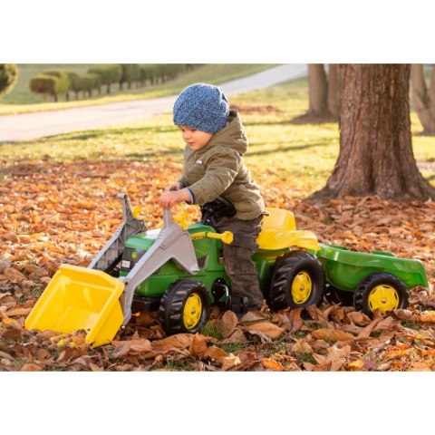 Rolly Toys RollyKid John Deere Traktor na Pedały z Łyżką i Przyczepą - Zielony Rolly Toys RollyKid John Deere Traktor na Pedały z Łyżką i Przyczepą - Zielony