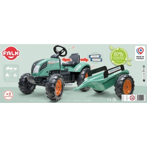 FALK Traktor Lander Zielony na Pedały z Przyczepką od 3 Lat FALK Traktor Lander Zielony na Pedały z Przyczepką od 3 Lat