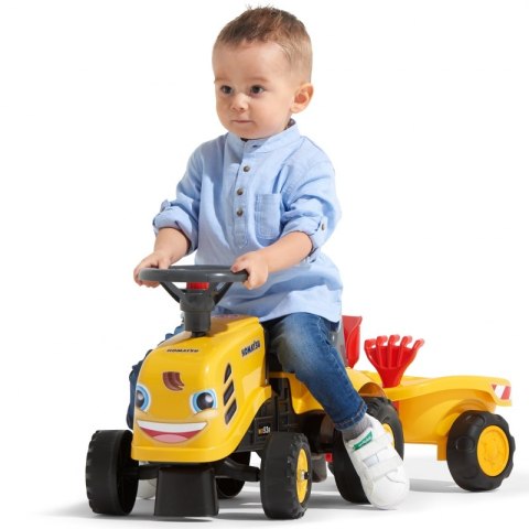 FALK Traktorek Baby Komatsu Żółty z Przyczepką + akc. od 1 roku FALK Traktorek Baby Komatsu Żółty z Przyczepką + akc. od 1 roku