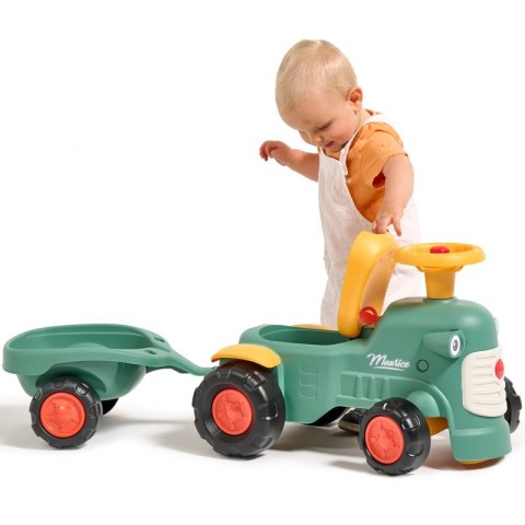 FALK Traktorek Baby Maurice Zielony Vintage z Przyczepką od 1 roku FALK Traktorek Baby Maurice Zielony Vintage z Przyczepką od 1 roku