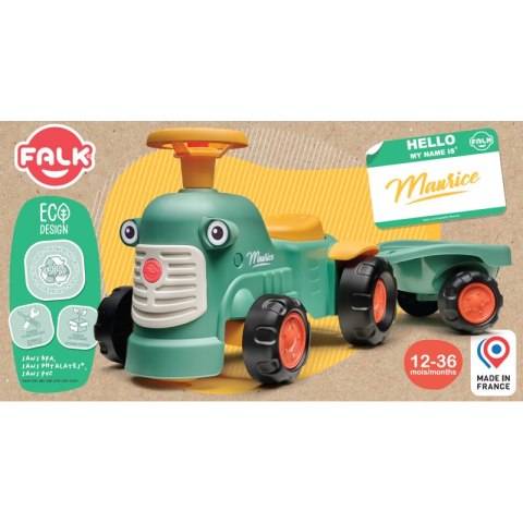 FALK Traktorek Baby Maurice Zielony Vintage z Przyczepką od 1 roku FALK Traktorek Baby Maurice Zielony Vintage z Przyczepką od 1 roku