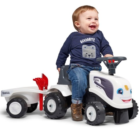 FALK Traktorek Baby Valtra Biały z Przyczepką + akc. od 1 roku FALK Traktorek Baby Valtra Biały z Przyczepką + akc. od 1 roku