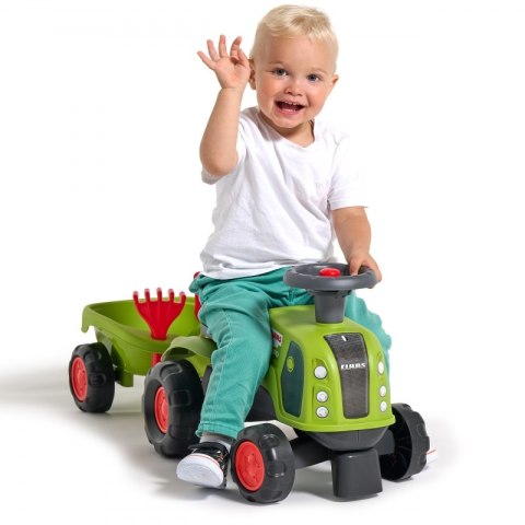 FALK Jeździk Claas 470 Arion Zielony z Przyczepką + Zestaw do piasku FALK Jeździk Claas 470 Arion Zielony z Przyczepką + Zestaw do piasku